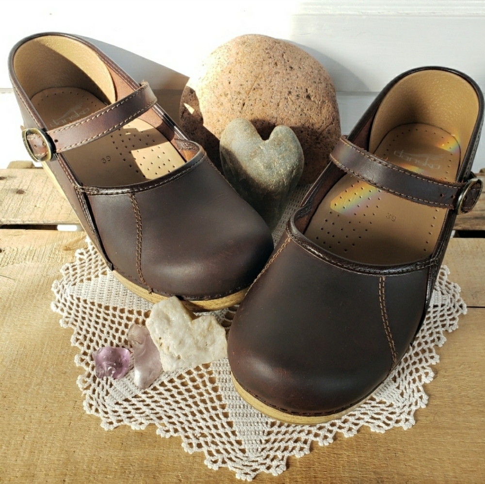 Chocolate Honey Dansko Pro Clogs Marcelle Mary Jane Straps Buckles Cottage Boho♡ - Picture 4 of 12